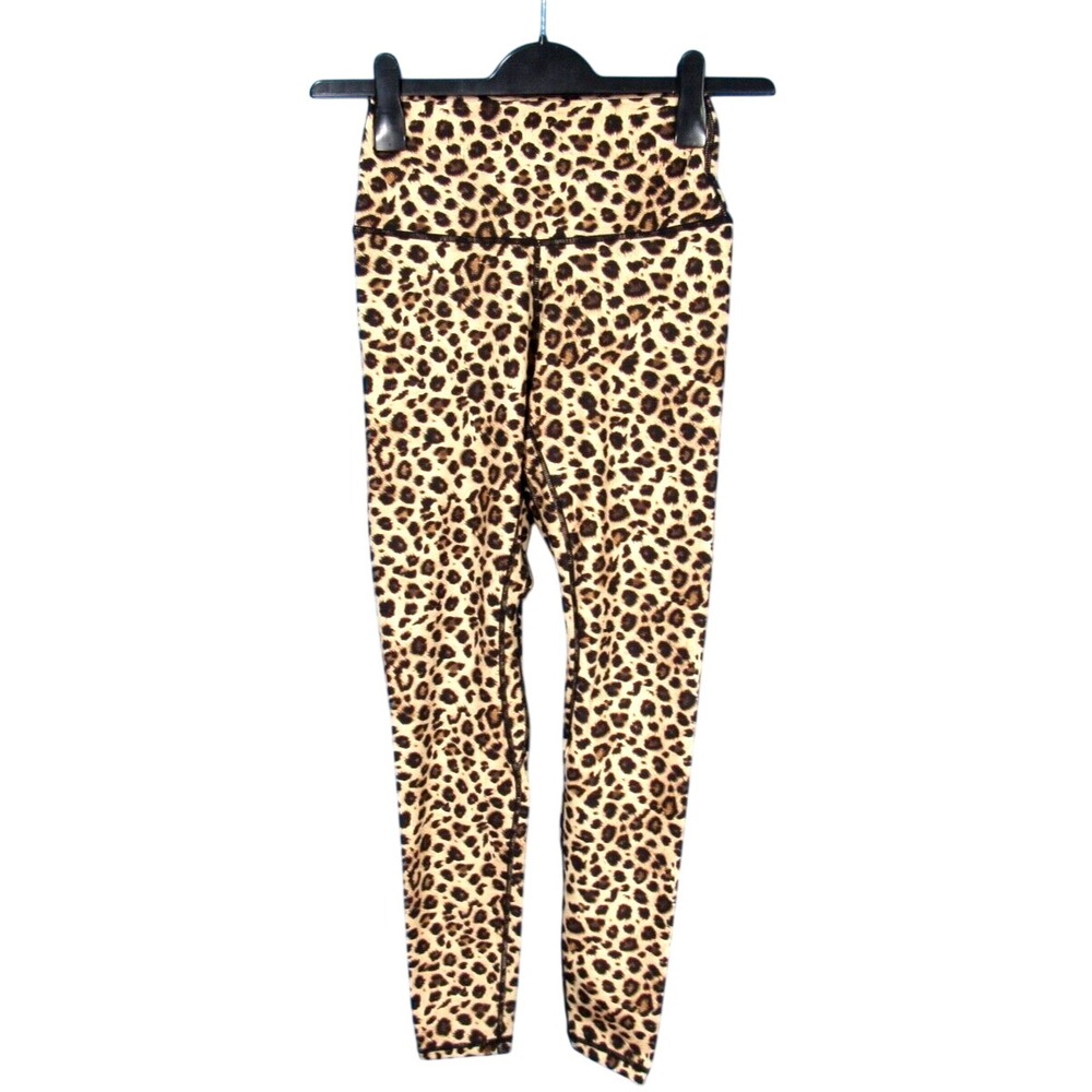 COLORFUL KOALA Tan/Brown LEOPARD Stretch Knit PULL-ON Active Yoga LEGGINGS Sz S